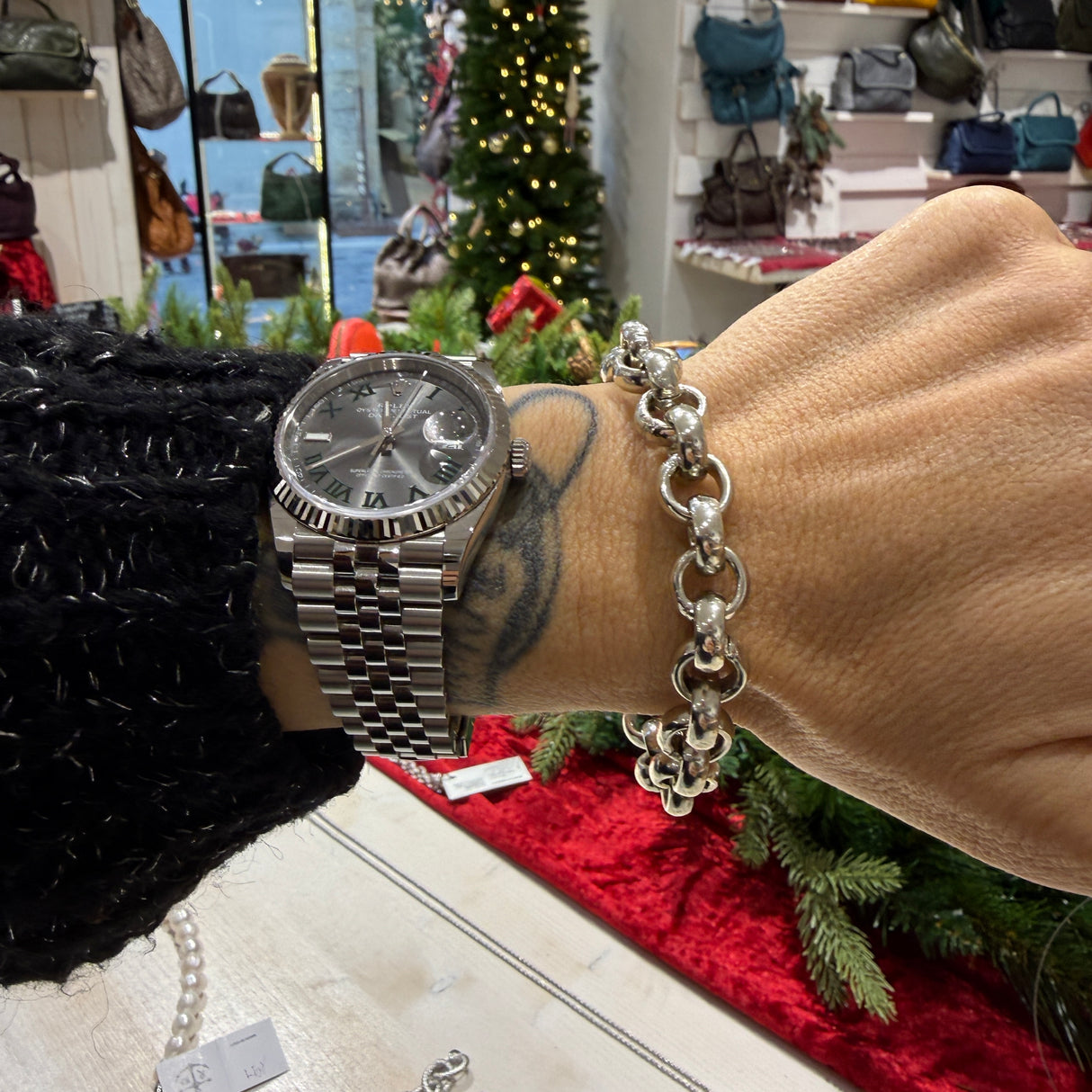 Bracciale Maglia Rolò Alluminio lucida