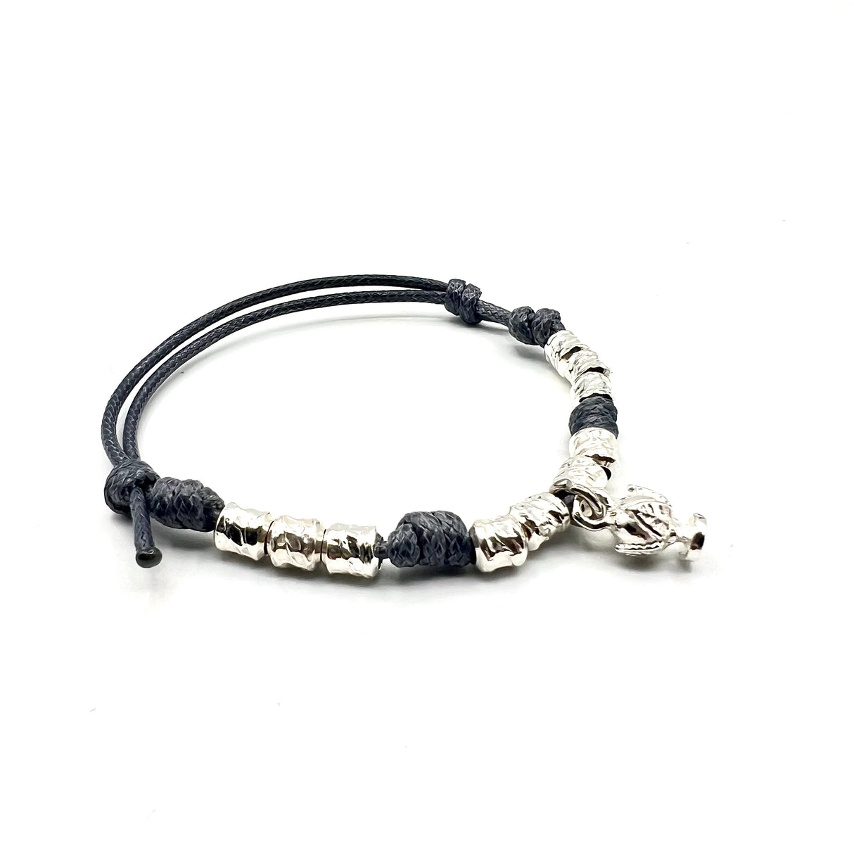 Bracciale cordino e Pumino Argento925 Grigio