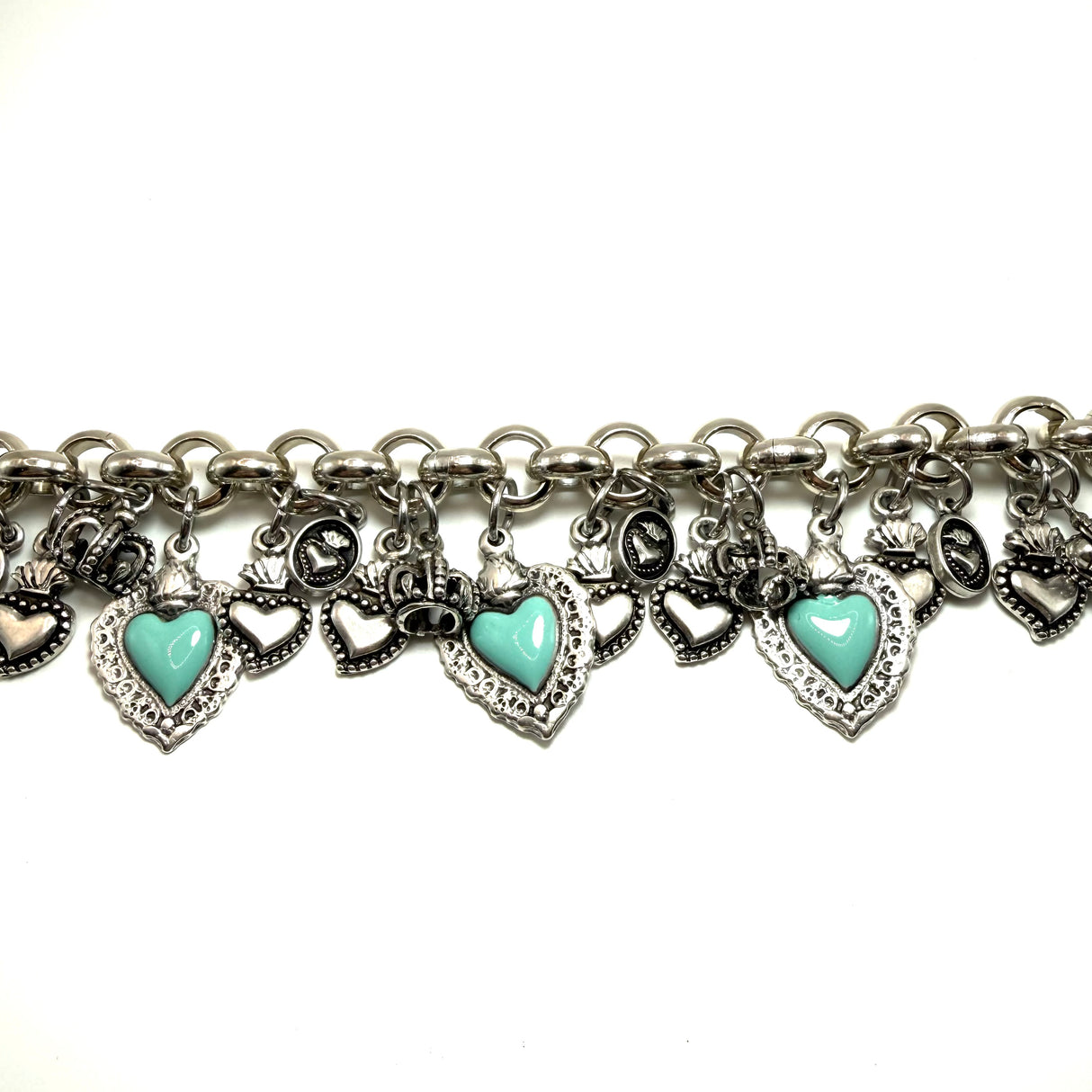 BRACCIALE LUCKY CUORE SACRO VERDE ACQUA 3 CUORI