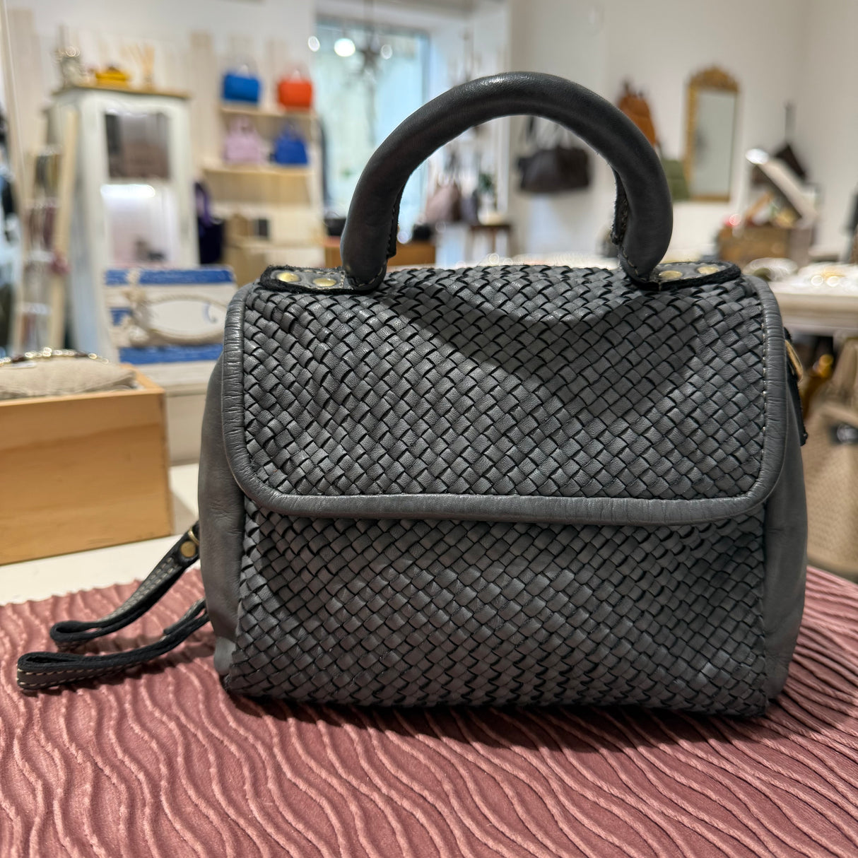 Borsa PIMMA intrecciata Grigio canna di fucile