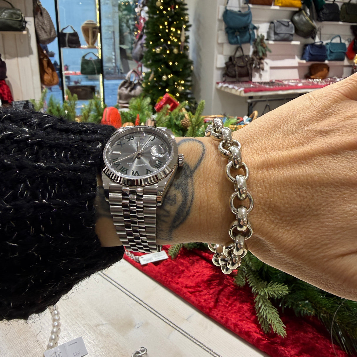 Bracciale Maglia Rolò Alluminio lucida