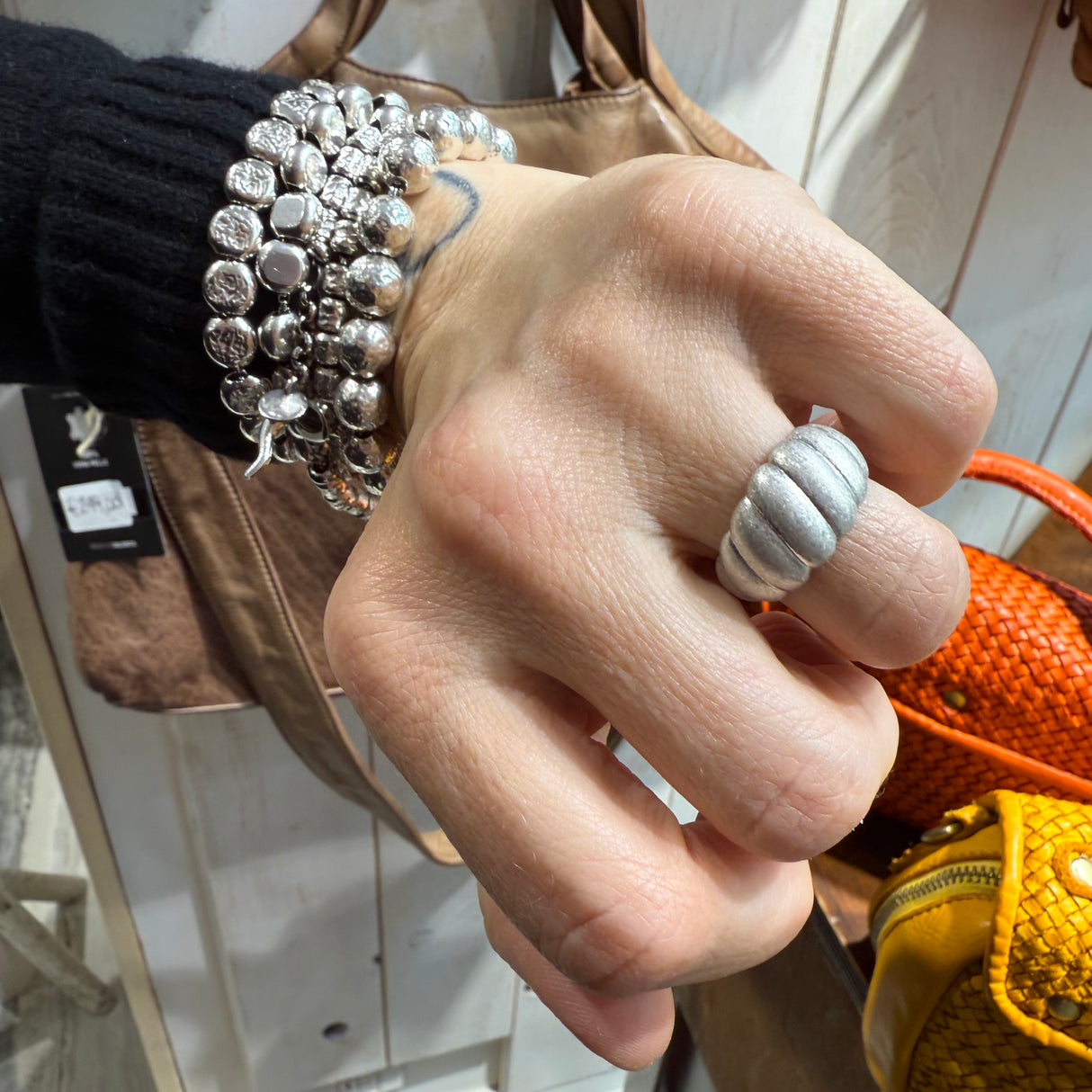 Anello Fascia satinata Croissant Argento925