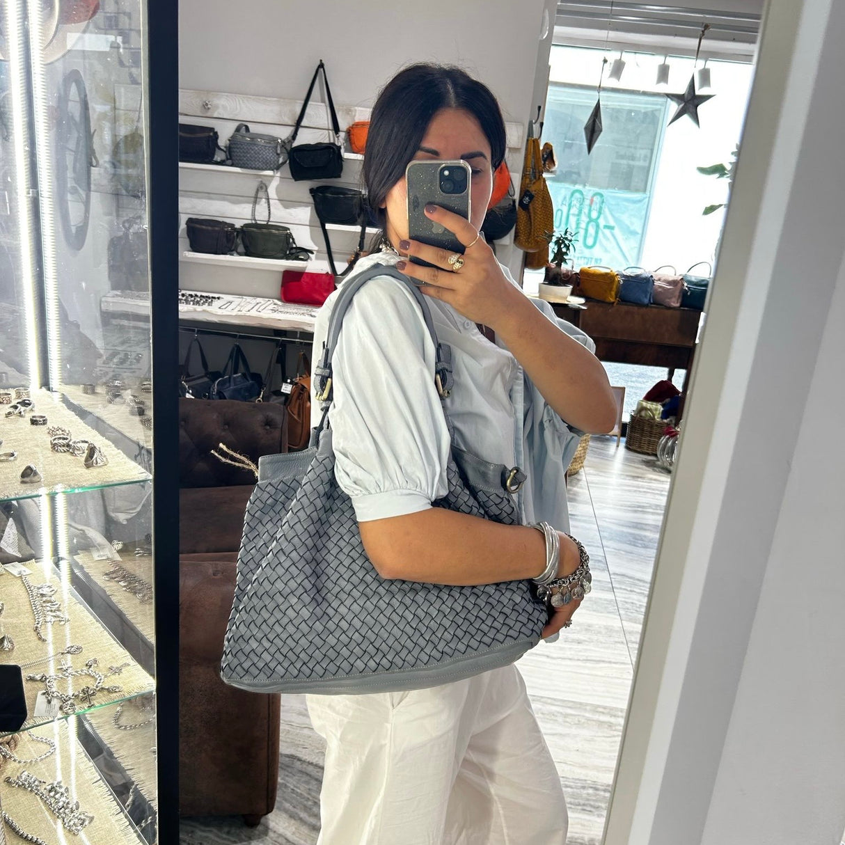 Borsa Intreccio Big Grigio