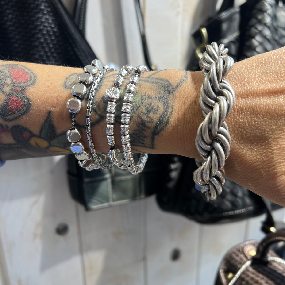 Bracciale Torcione Ottone Argento Antico