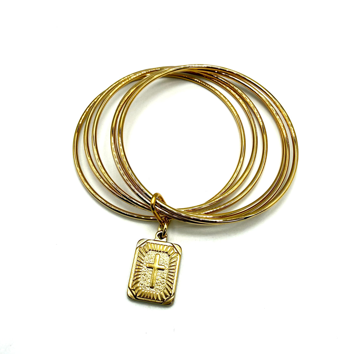 Bracciale rigido 6 fili con medaglia Croce