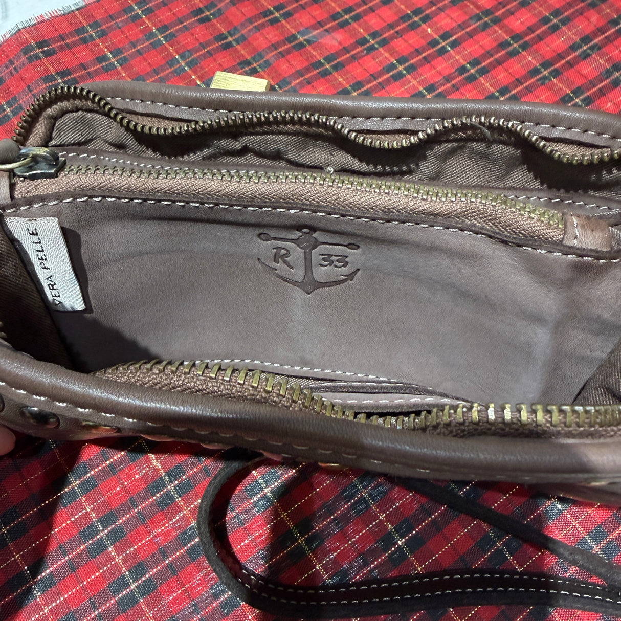 Portafoglio pelle e borchie Testa di Moro