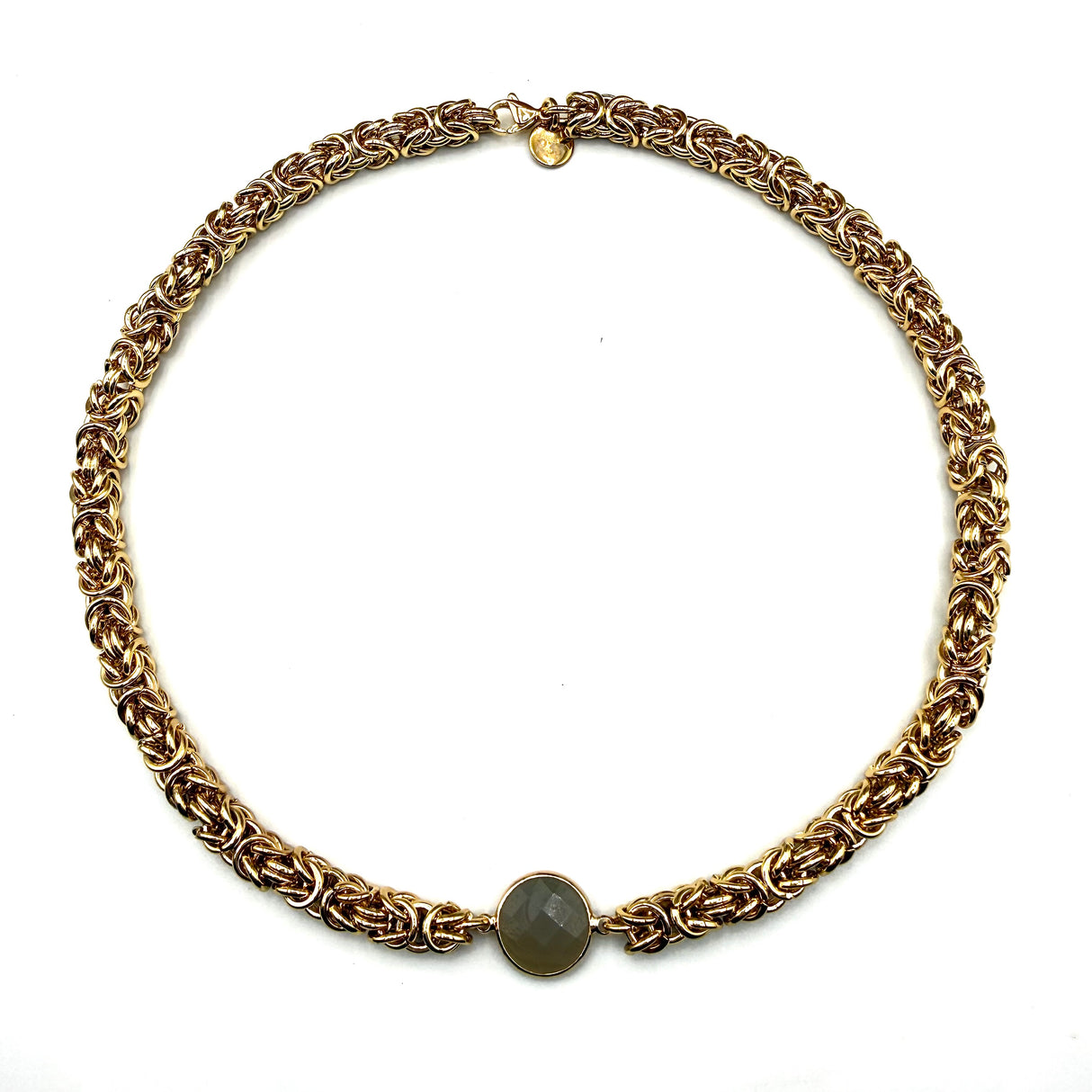 Collana Bizantina Dorata e pietra acciaio inossidabile