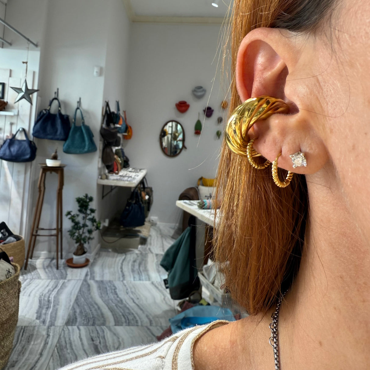 EAR CUFF TORCIONE ACCIAIO DORATO
