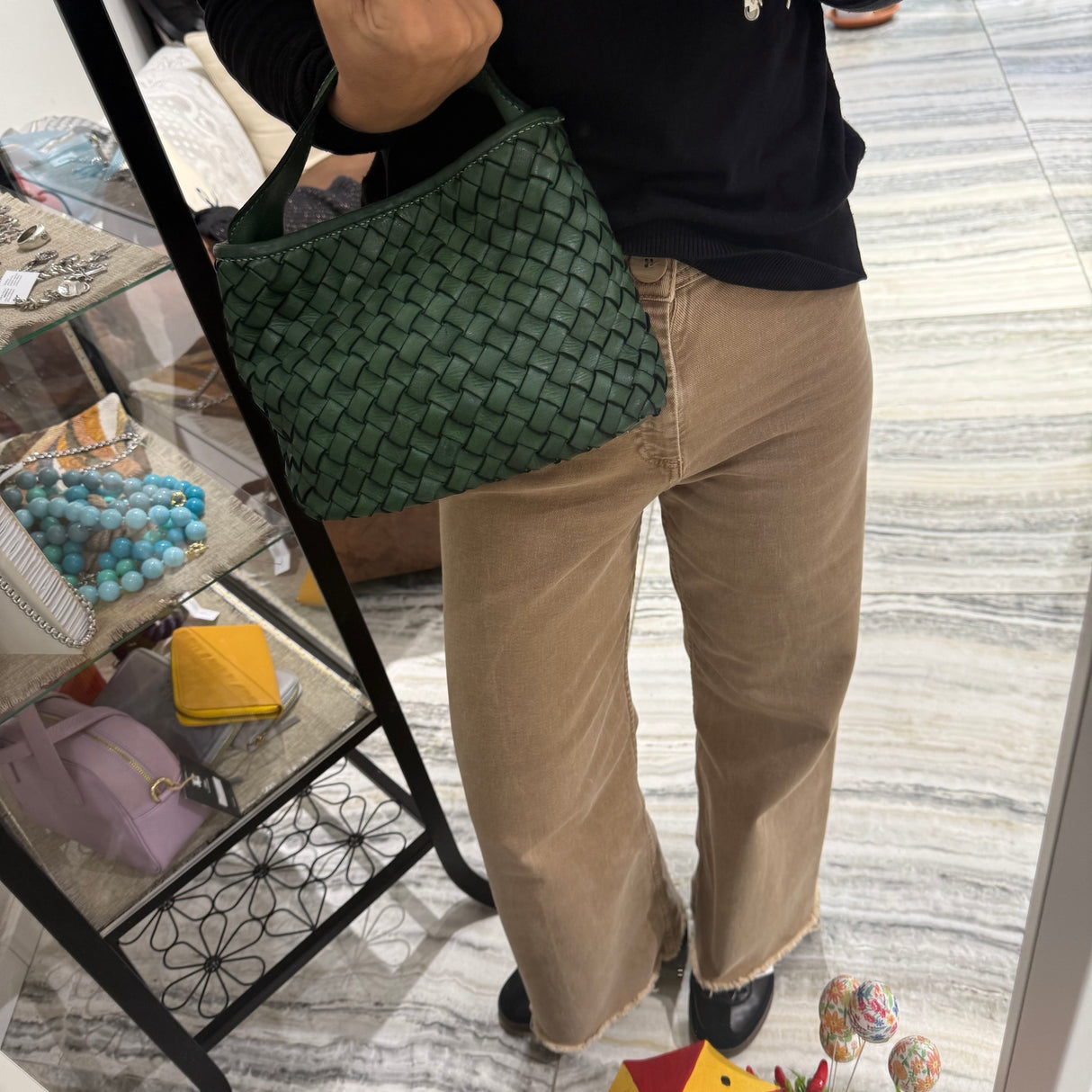 Borsa Mirtilla Small intrecciata Verde Foresta