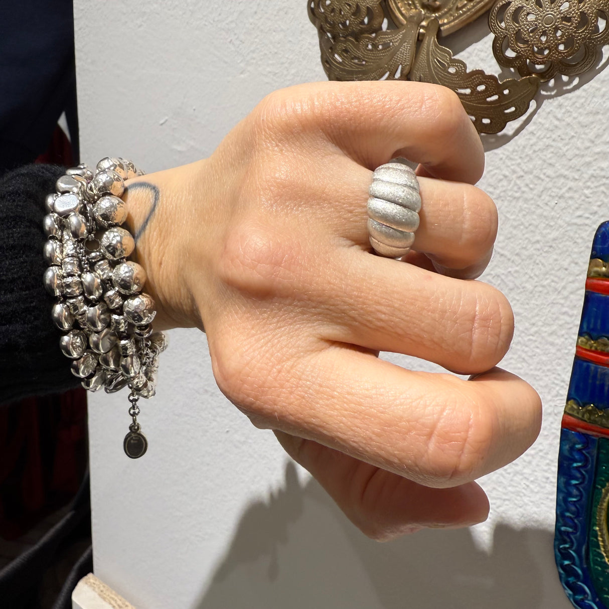 Anello Fascia satinata Croissant Argento925