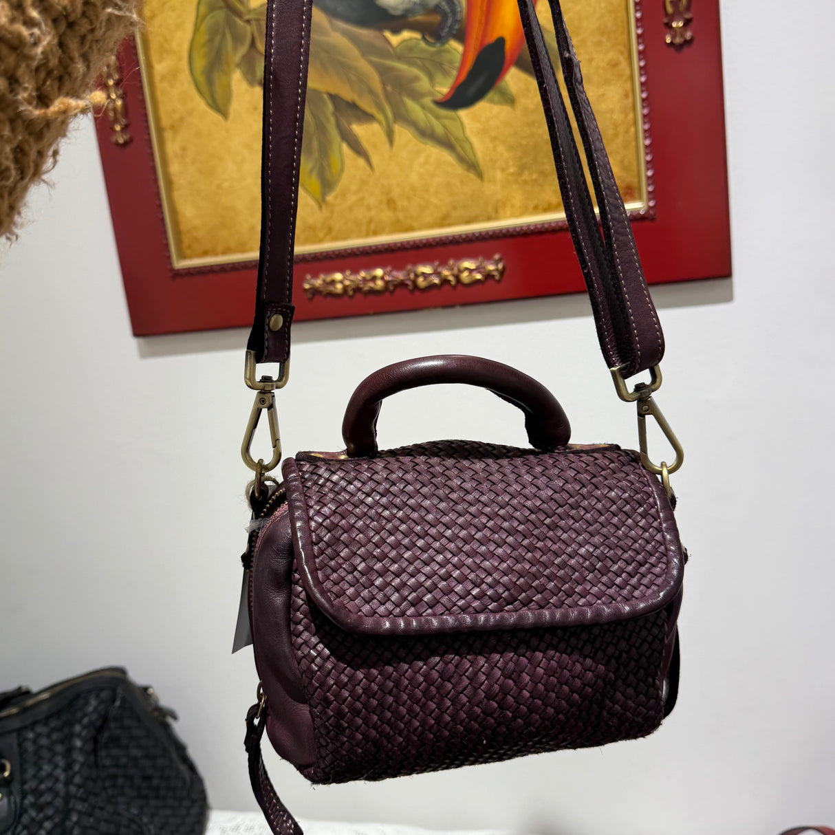 Borsa PIMMA intrecciata Borgogna