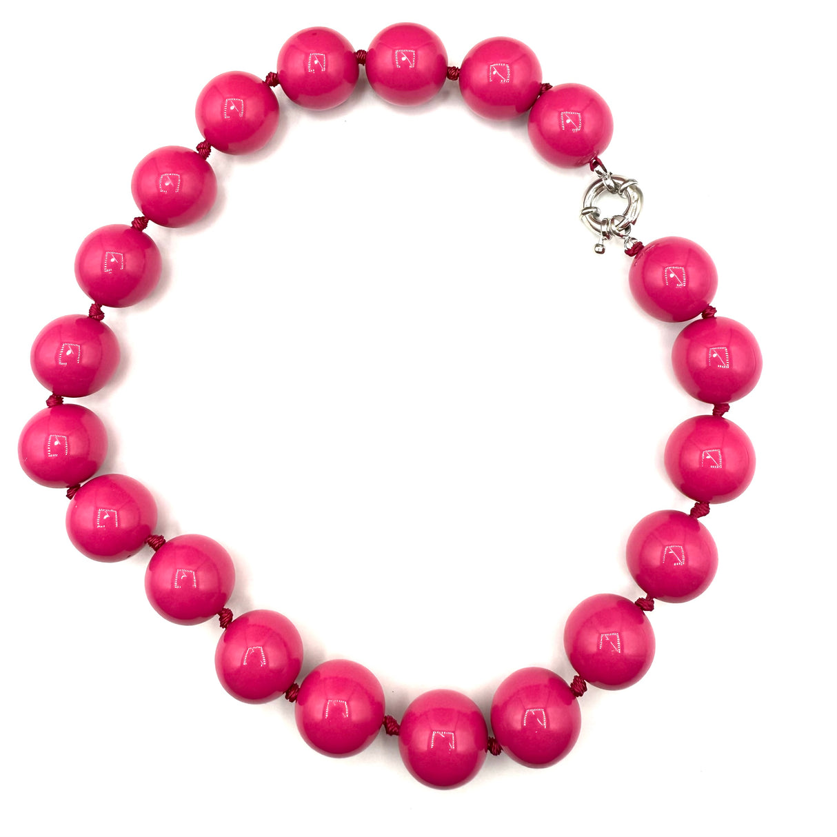 Collana sfere in Resina Fucsia