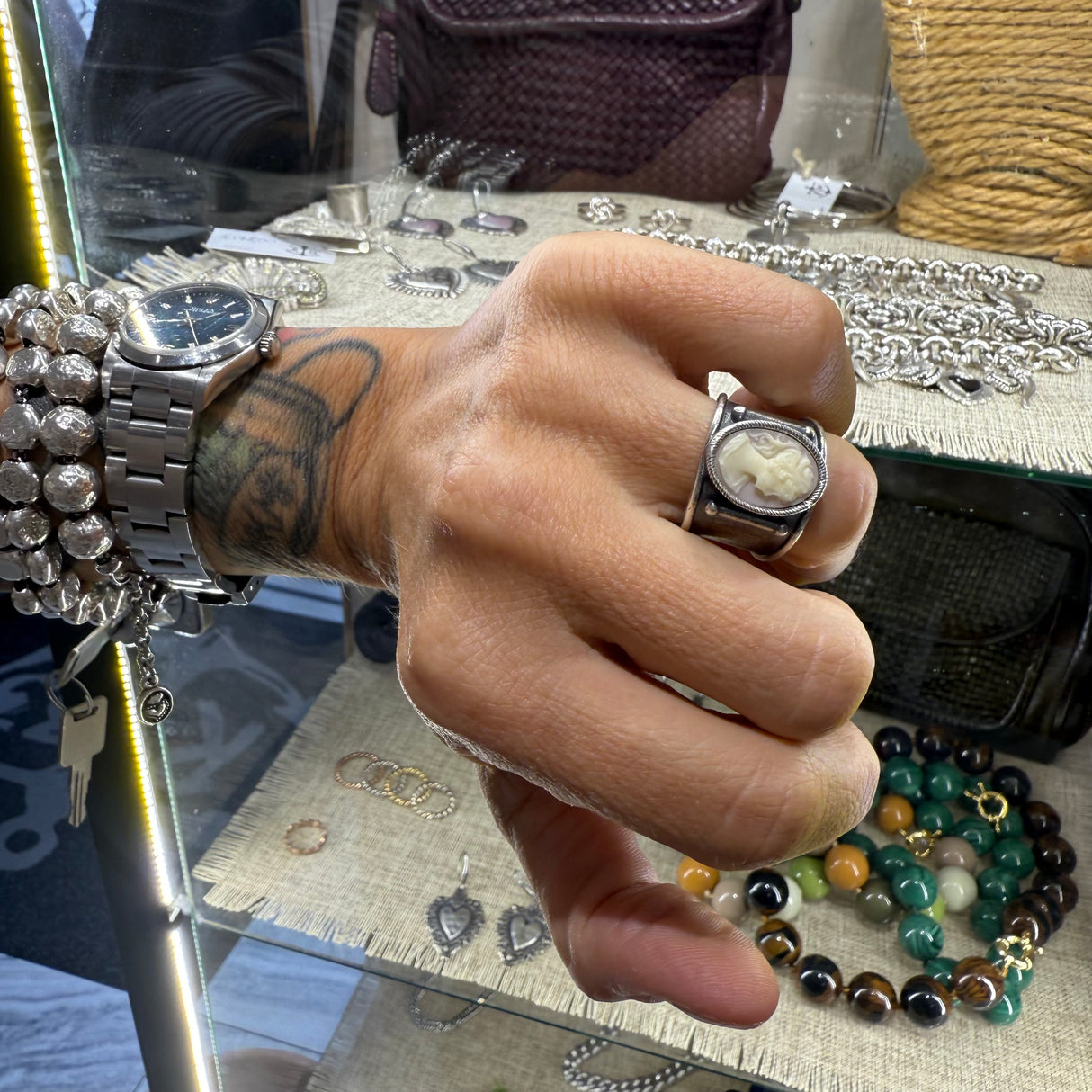 Cammeo Rosa Antico Argento925