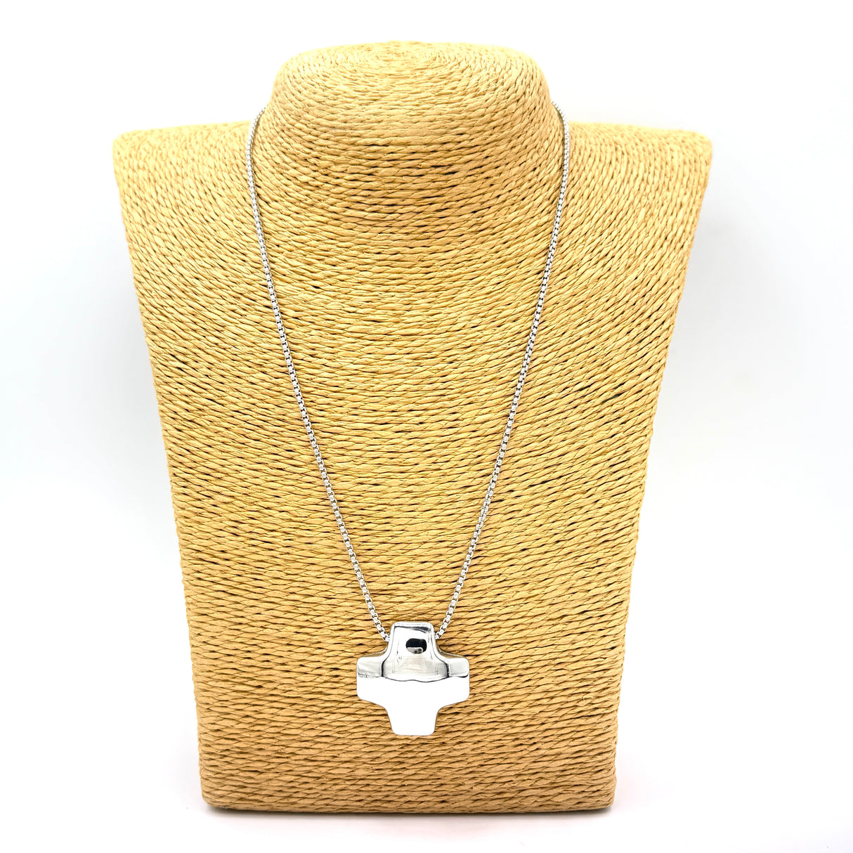 Collana Croce bombata acciaio inossidabile