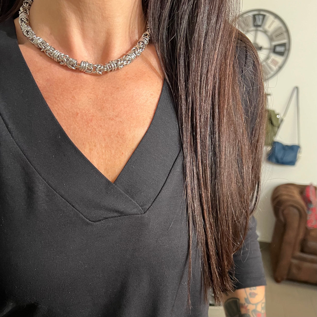 COLLANA BIZANTINA CON ANELLI RITORTI 0,8 MM