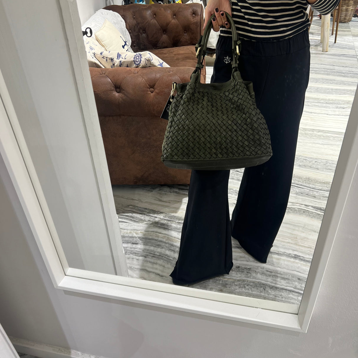 Borsa Intreccio Small Verde militare