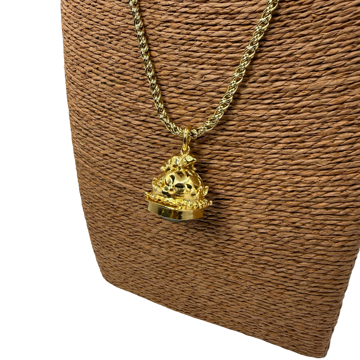Collana Lanterna 6 Campana Giada Verde Smeraldo e Rana