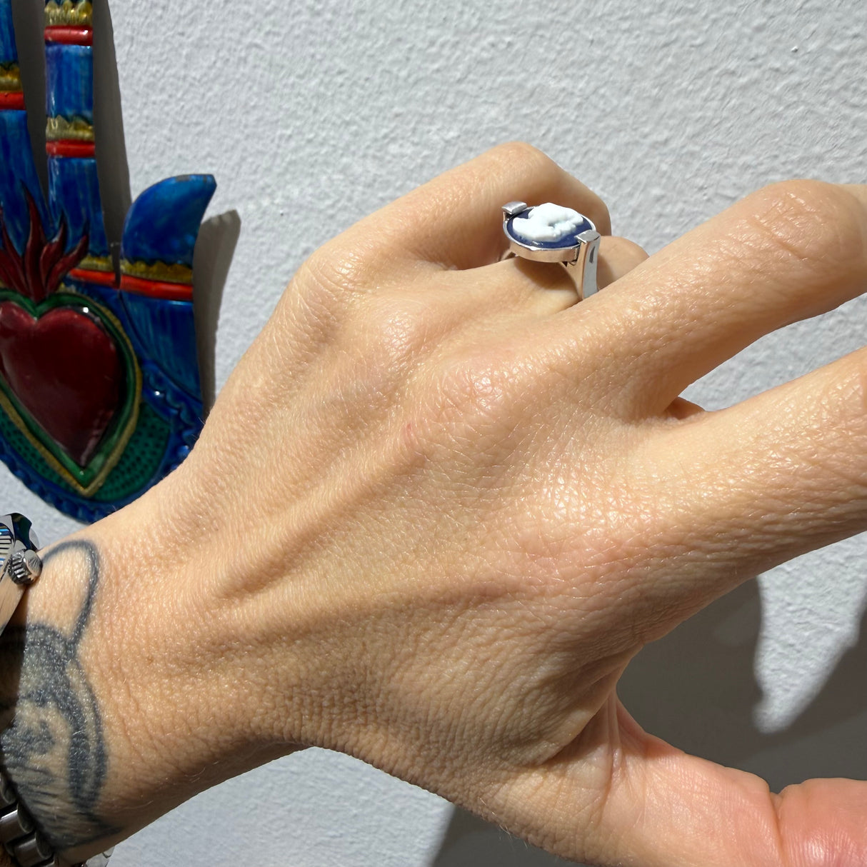 Anello Cammeo Blu Slim 2 Argento925