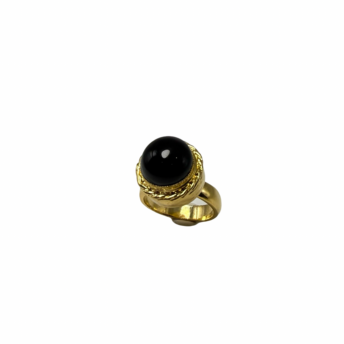Anello rotondo Etrusco Cabochon Ottone e Onice
