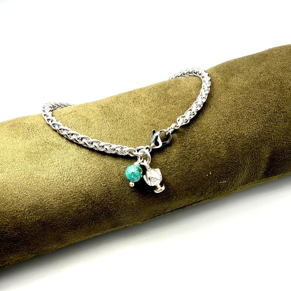 Bracciale Spiga Pumino Argento925 e Giada Verde