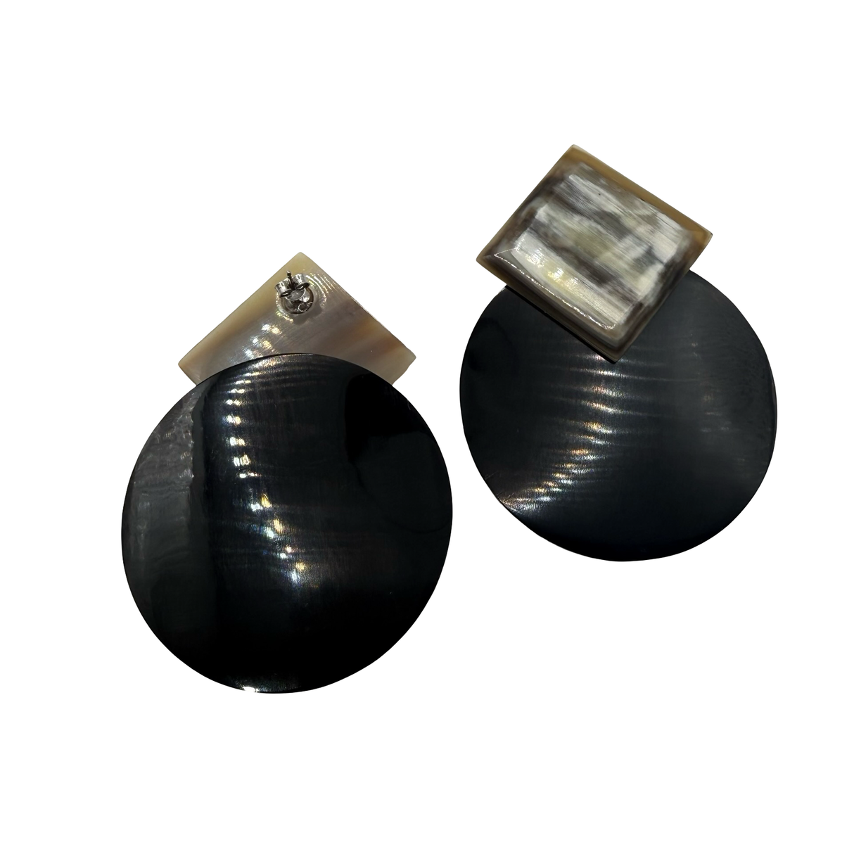 Orecchini geometrici 2 in Corno e Argento925