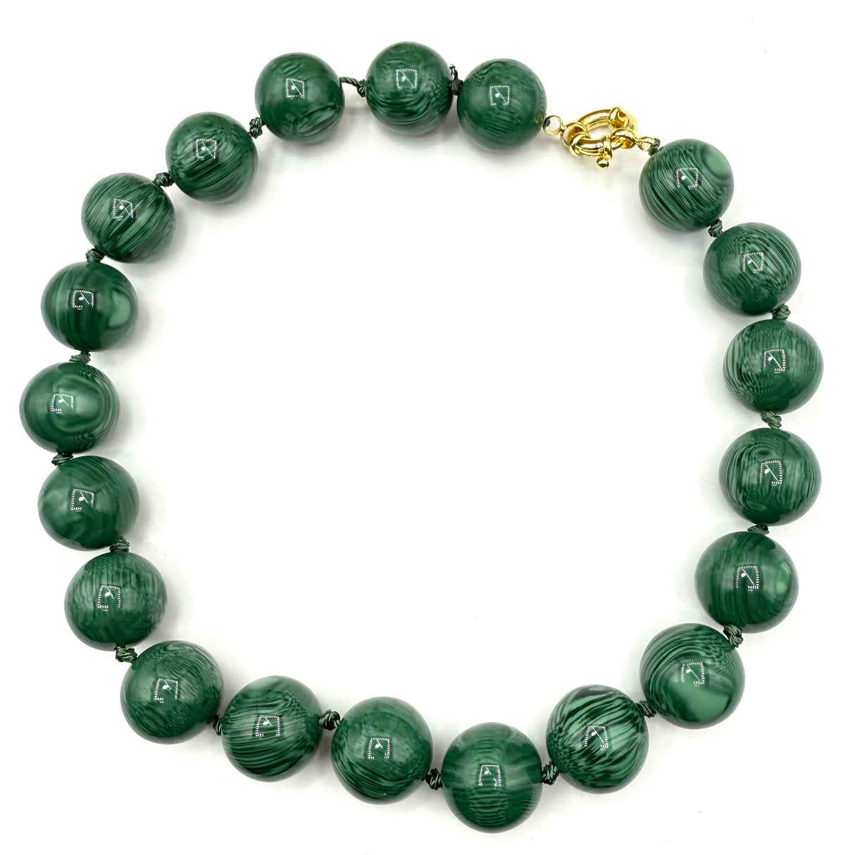 Collana sfere in Resina Occhio di Tigre Verde