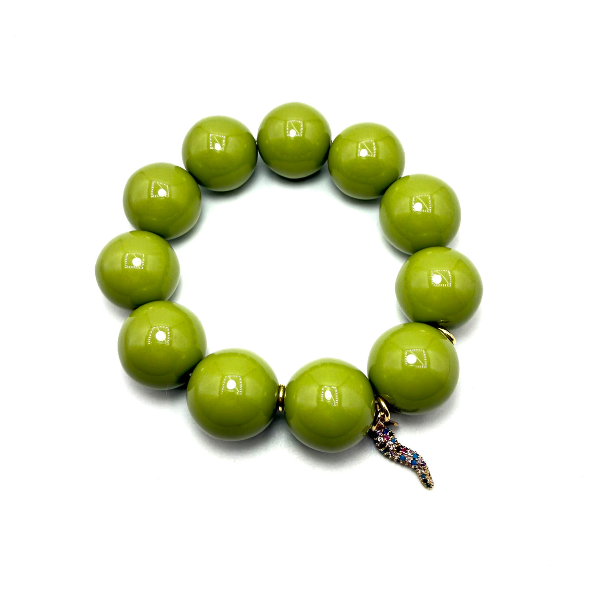 Bracciale resina Verde Acido con charms Corno Multicolor