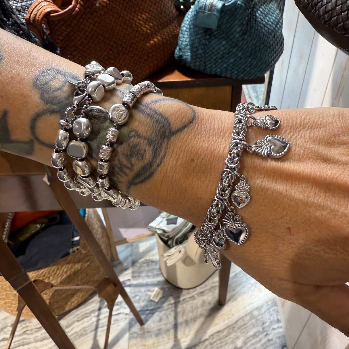 Bracciale Bizantina Cuori Sacri acciaio inossidabile