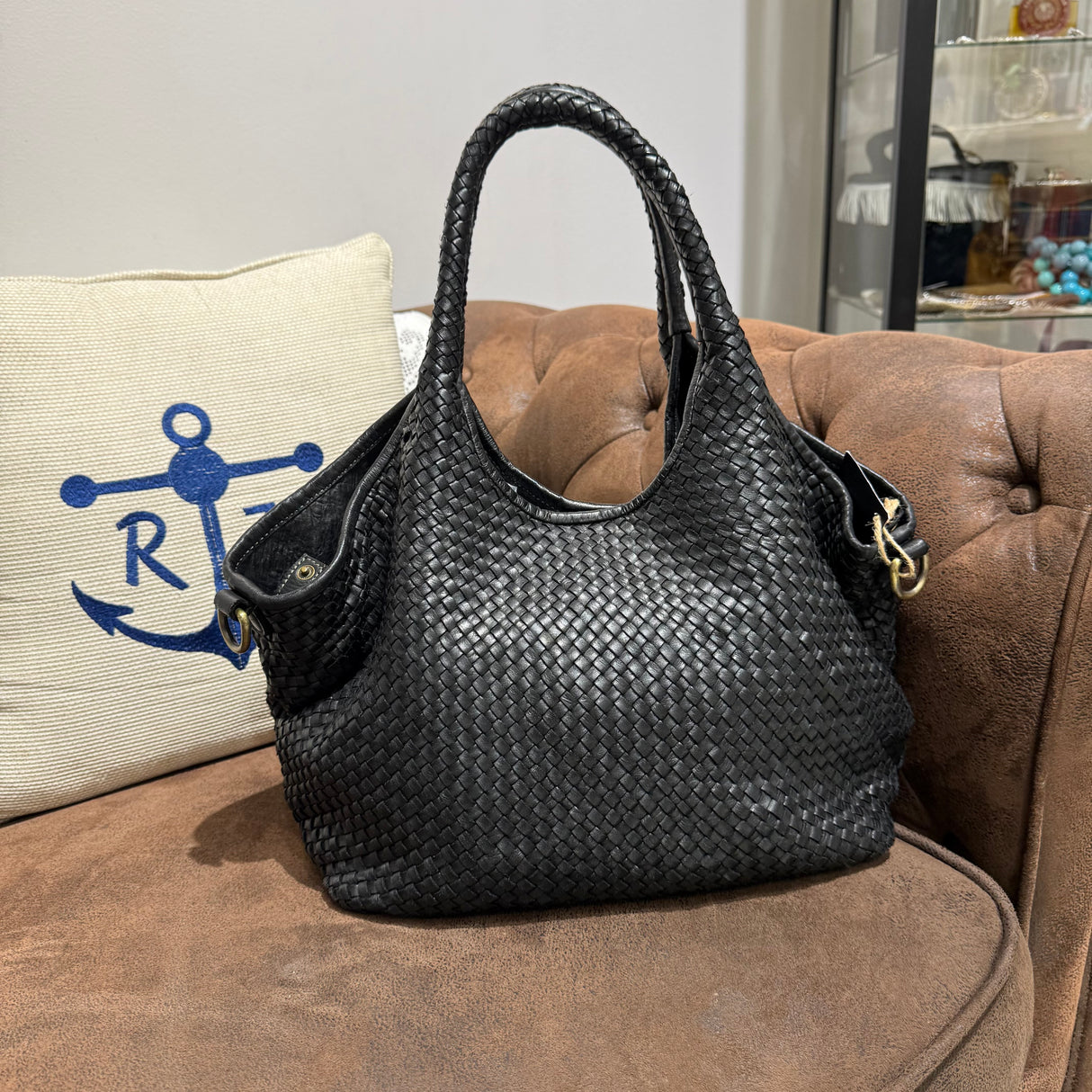 Borsa Shopper Harry intrecciata Black