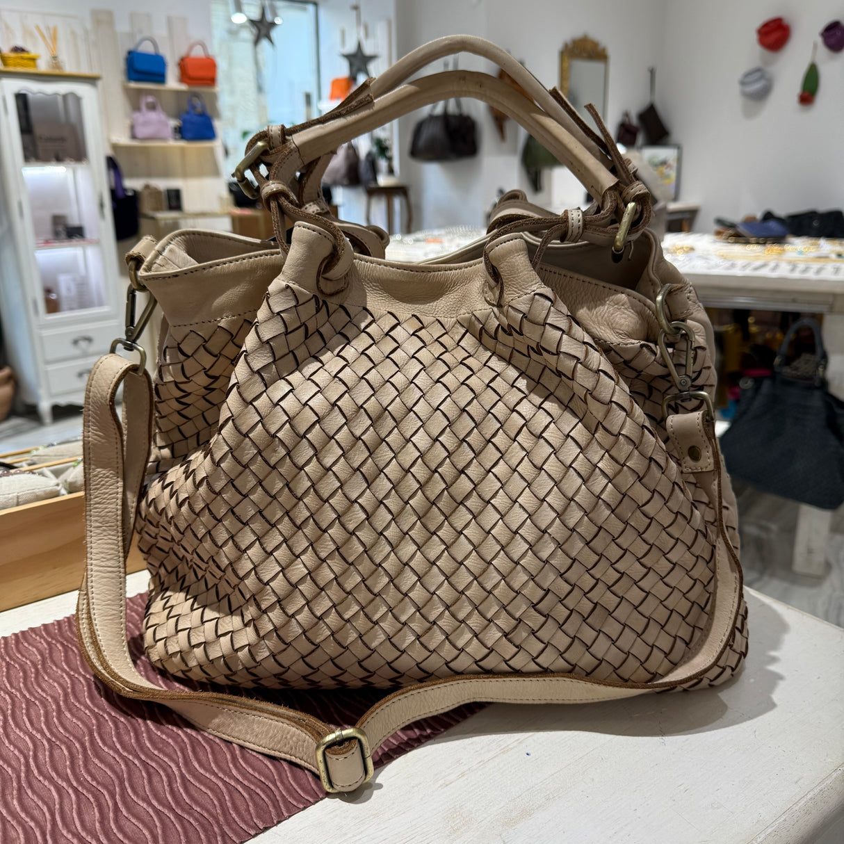 Borsa Intreccio Big Crema