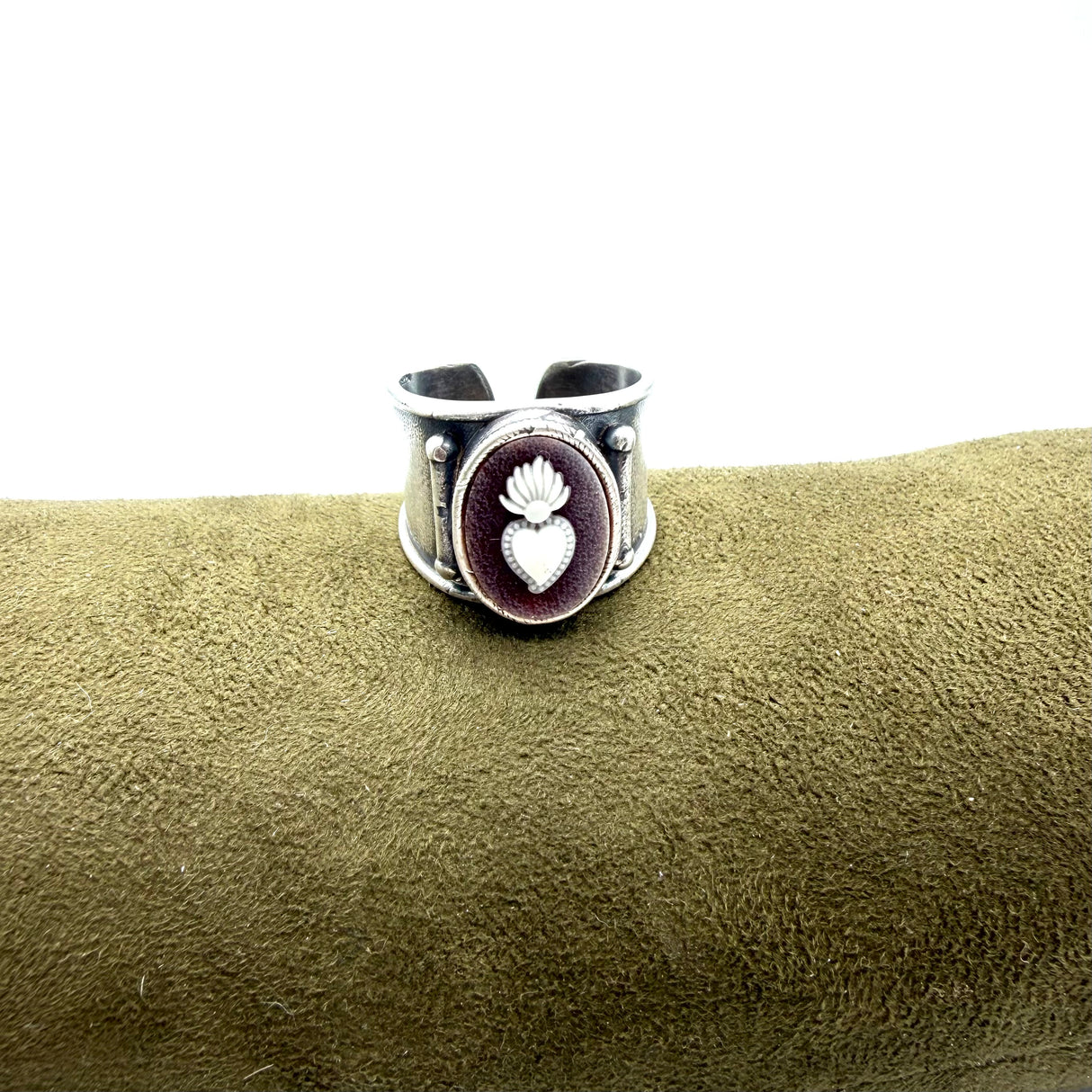 Anello Cammeo Cuore Sacro Argento925 Bordeaux
