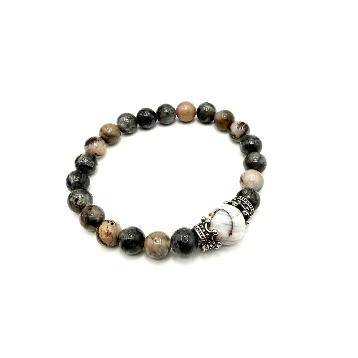 Bracciale Pietre Tormalina grigia e Corone