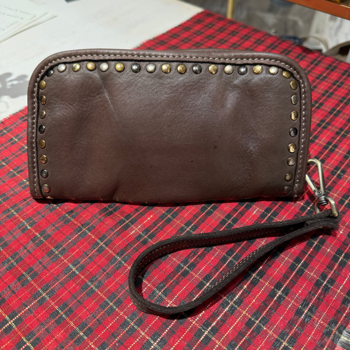 Portafoglio pelle e borchie Testa di Moro