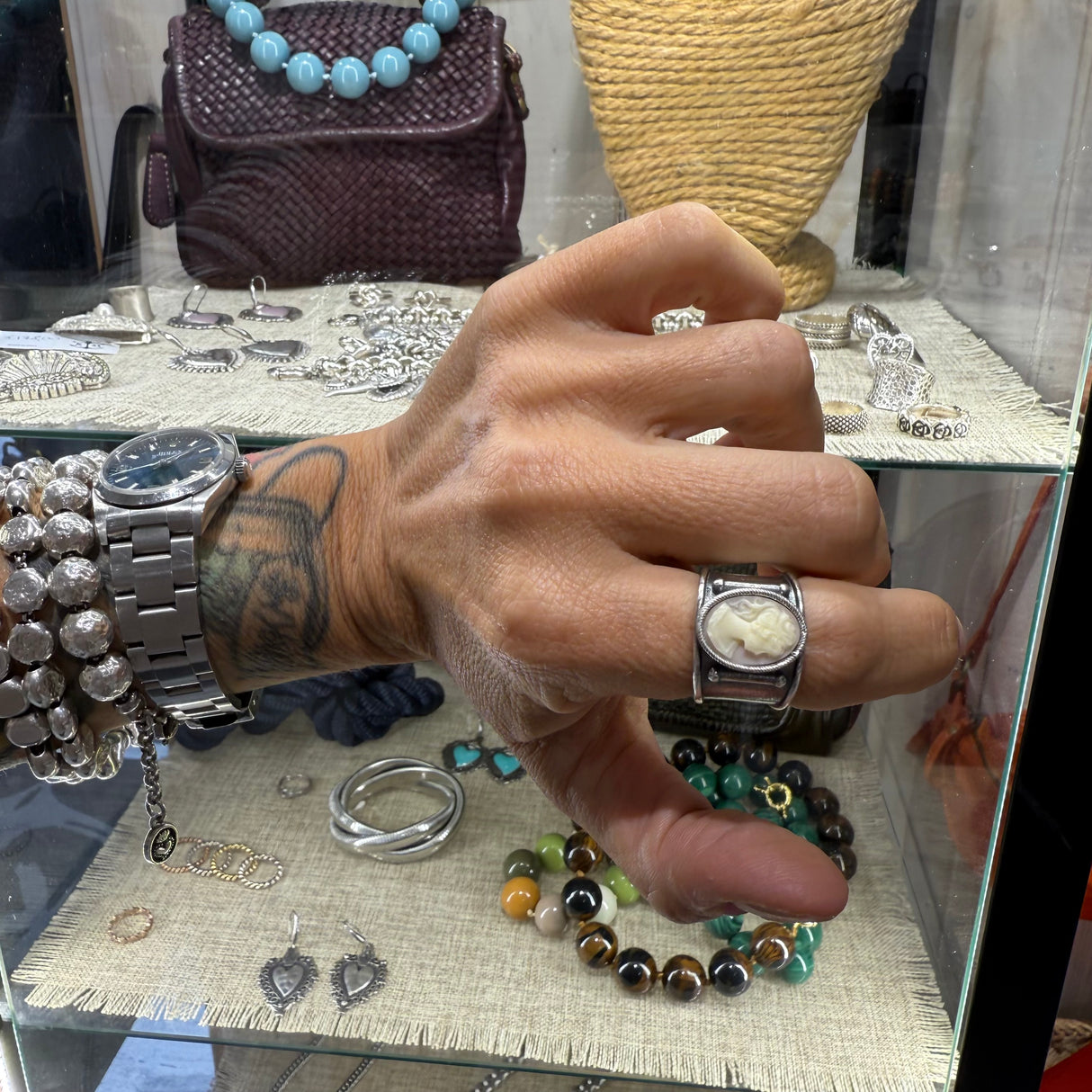 Cammeo Rosa Antico Argento925