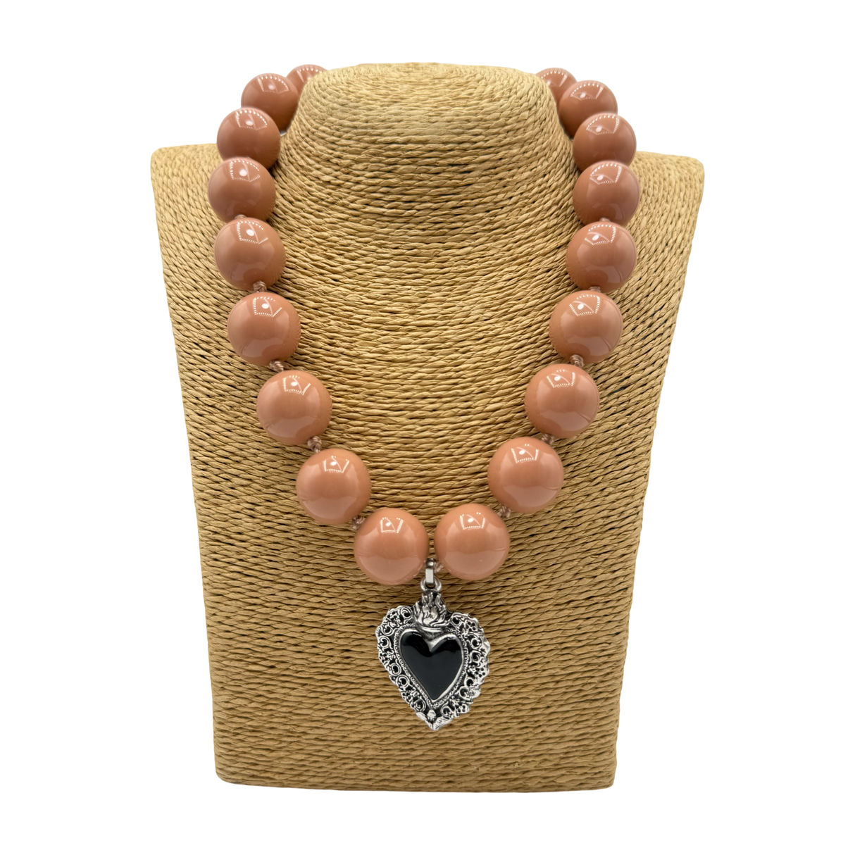 Collana Resina Cipria e cuore sacro Black