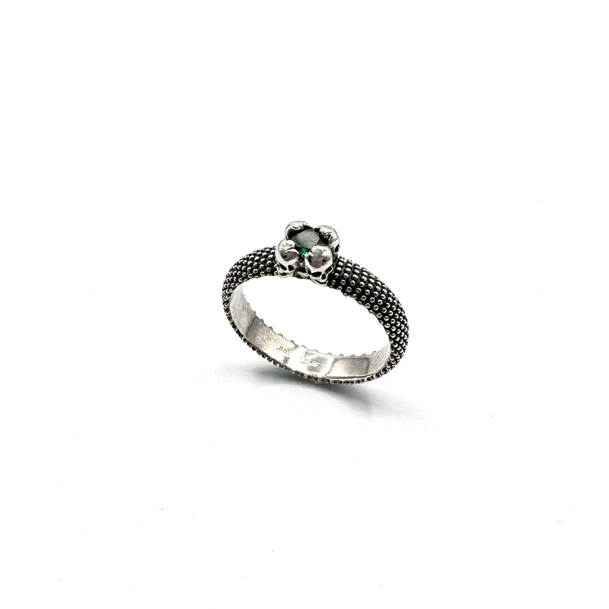 Anello Nagini puntinato pietra Verde Argento925