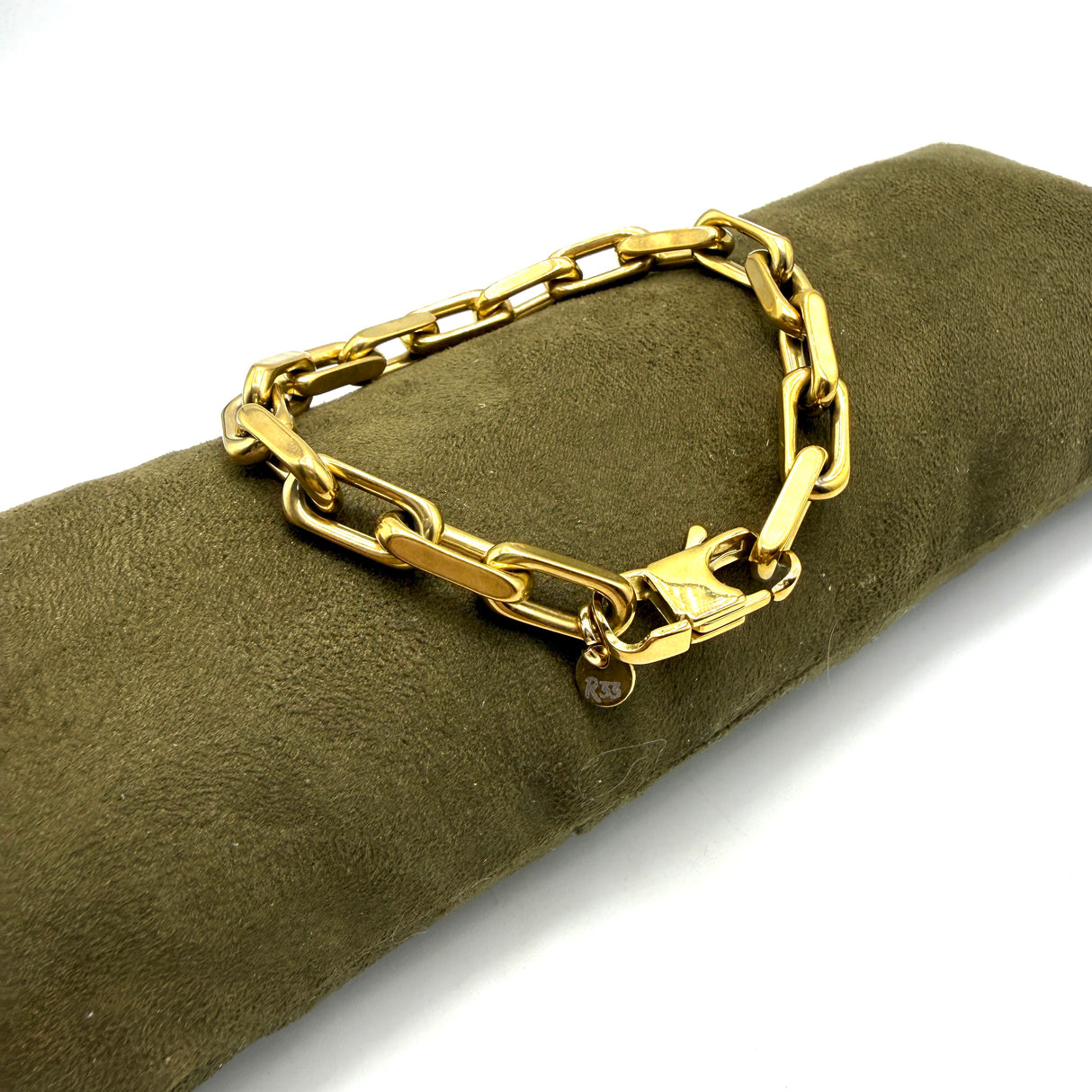Bracciale maglia rolò rettangolo dorato acciaio inossidabile