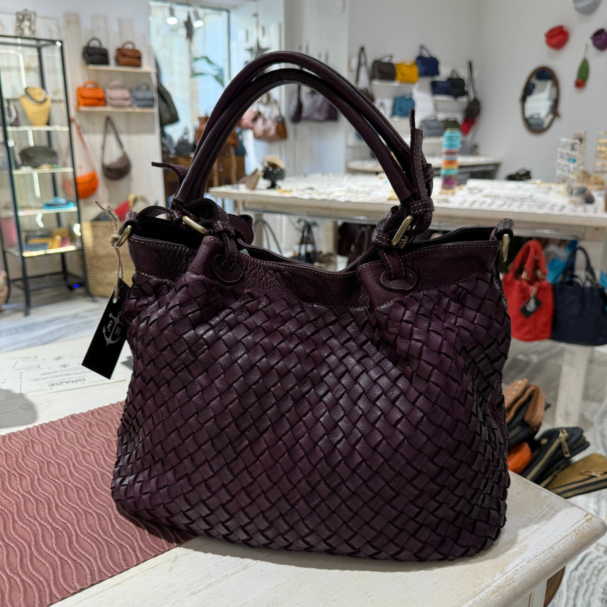 Borsa Intreccio Small Borgogna