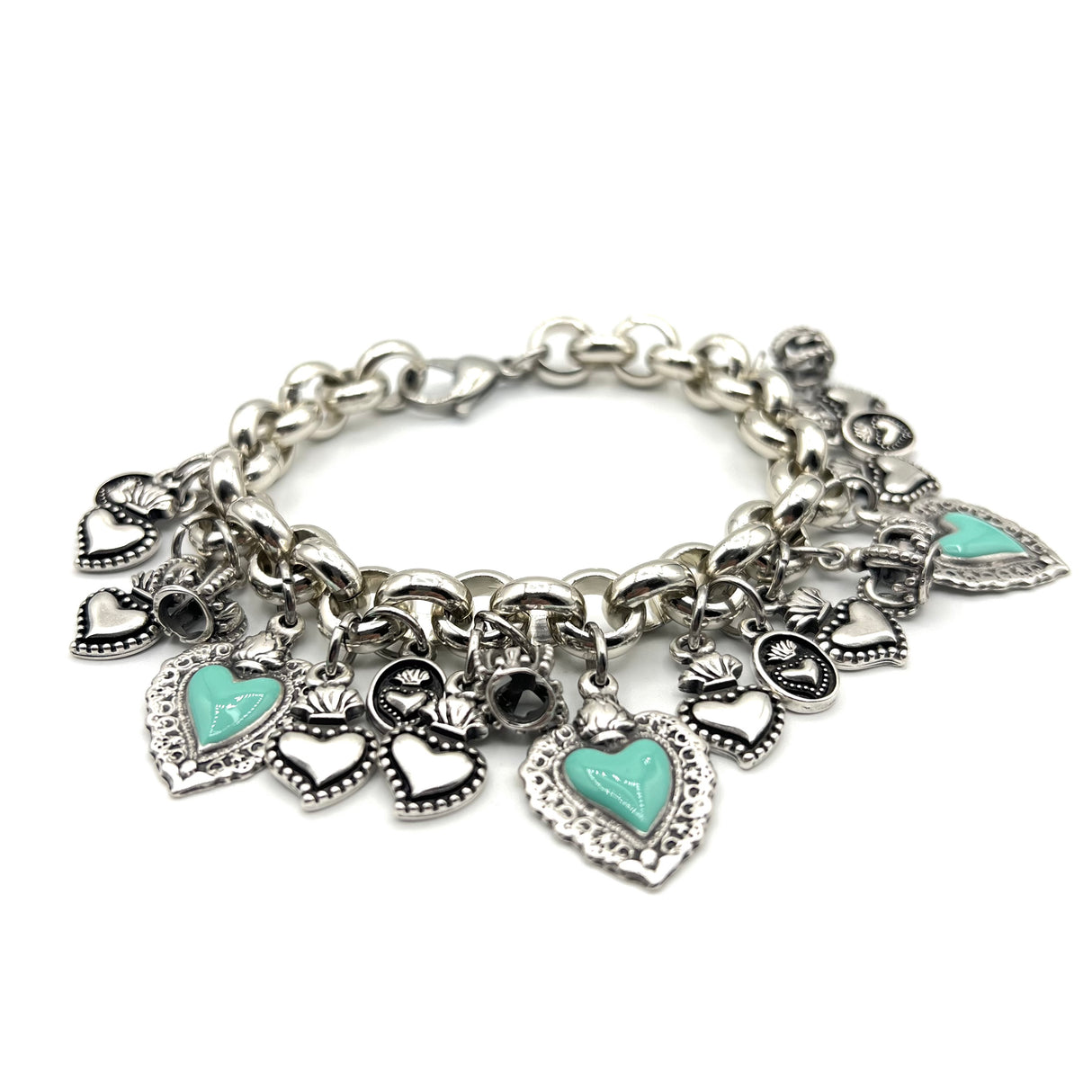 BRACCIALE LUCKY CUORE SACRO VERDE ACQUA 3 CUORI