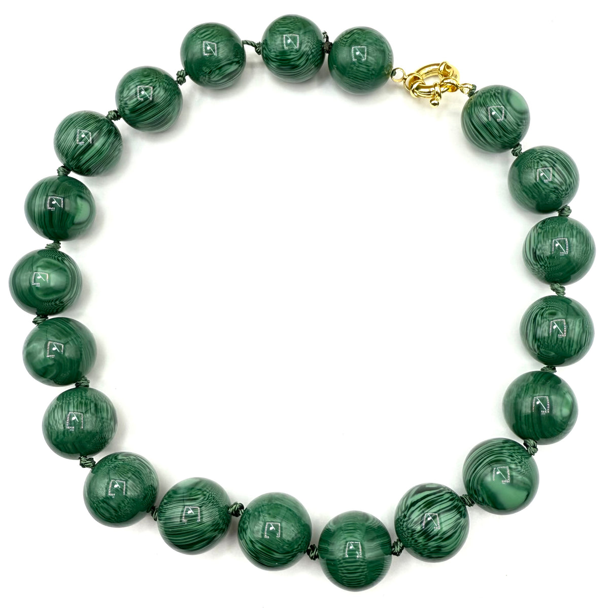Collana sfere in Resina Occhio di Tigre Verde
