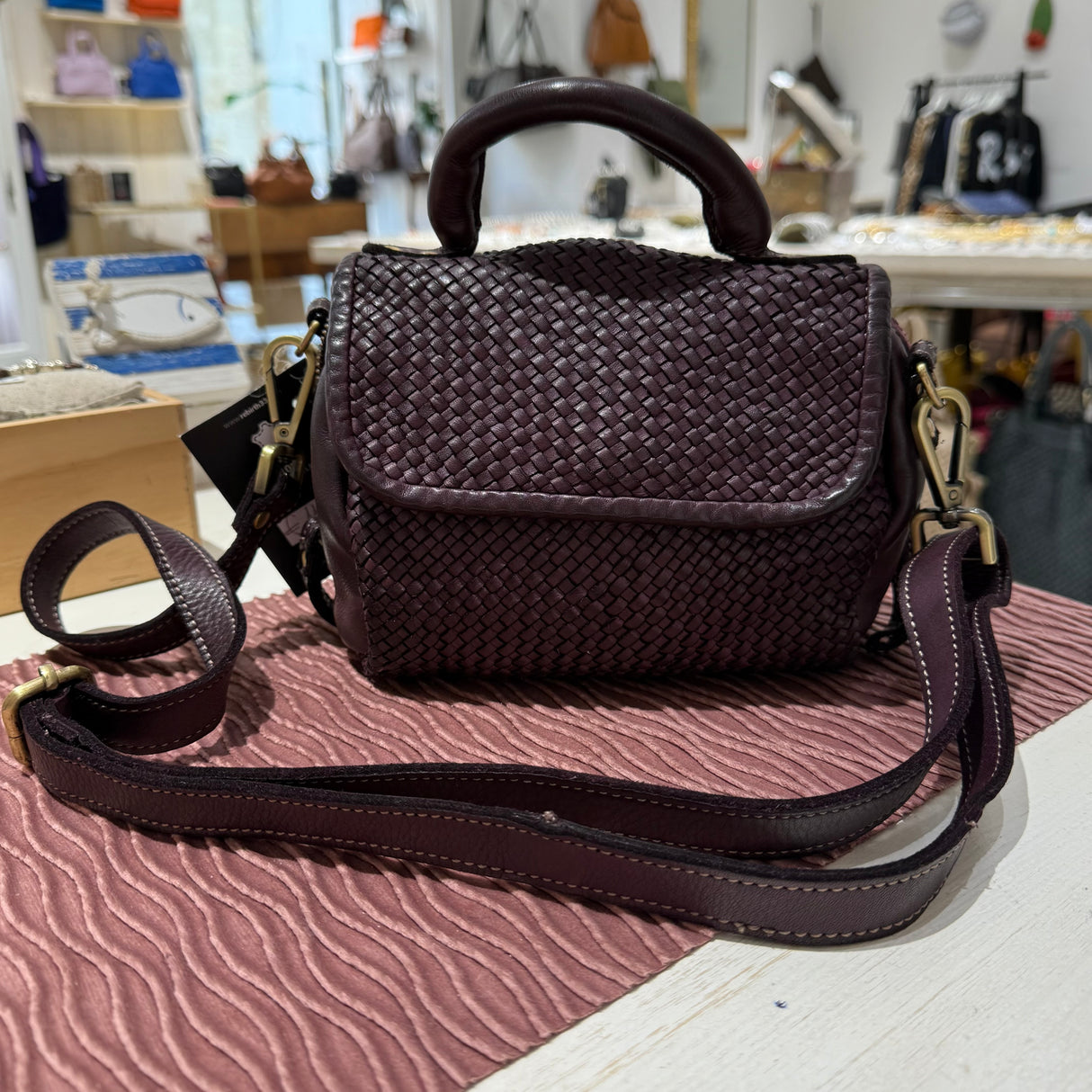 Borsa PIMMA intrecciata Borgogna