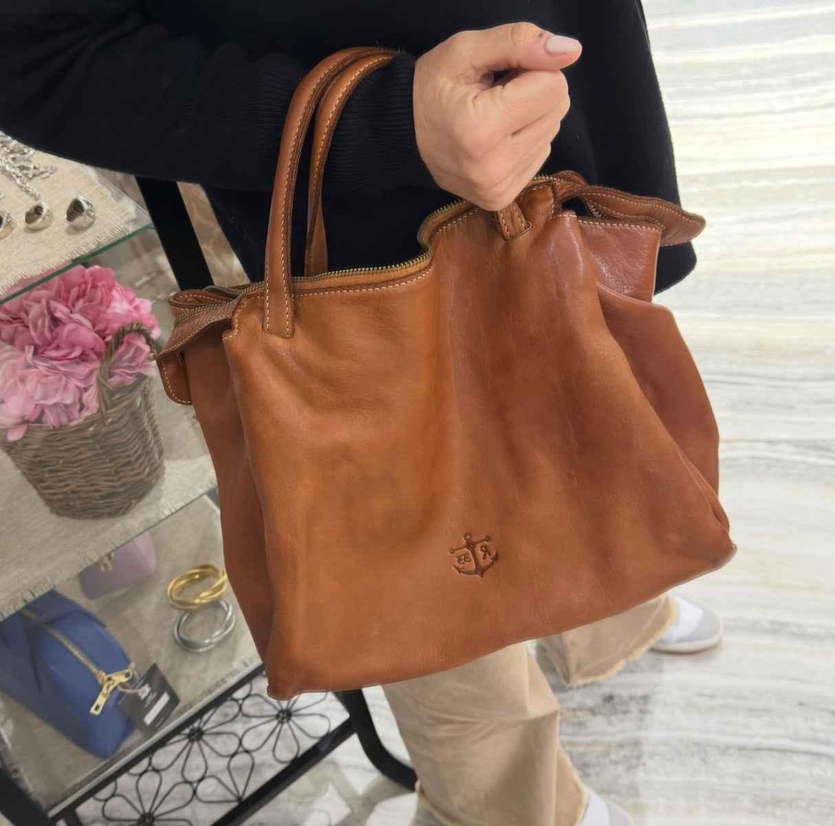 Borsa Shopper Ron Cuoio