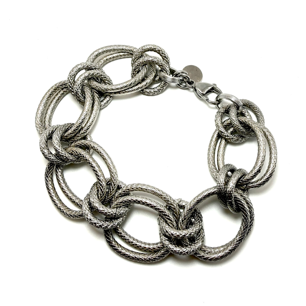 BRACCIALE ANELLI GODRONATI ALTERNATI
