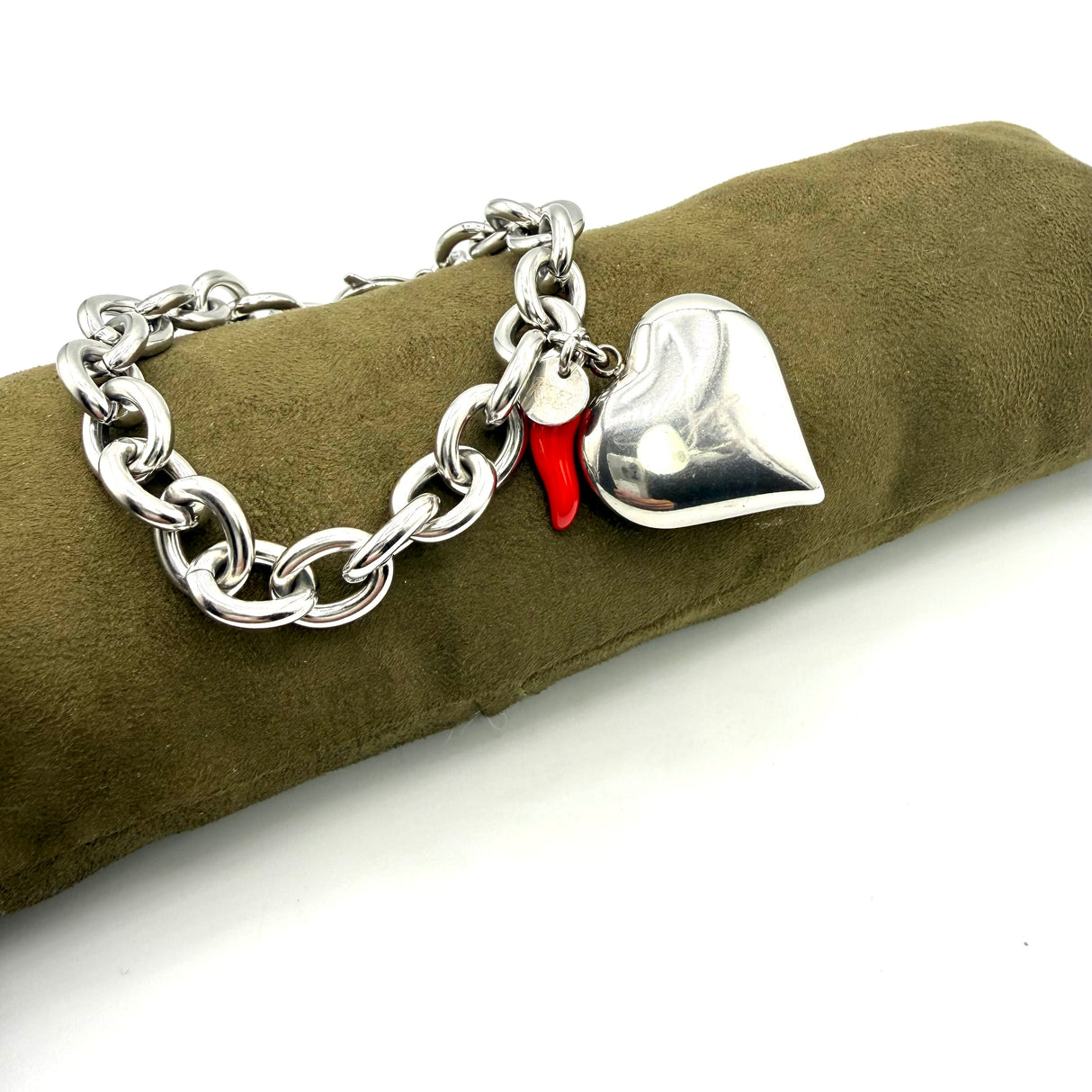 Bracciale maglia rolò e Cuore Acciaio Big