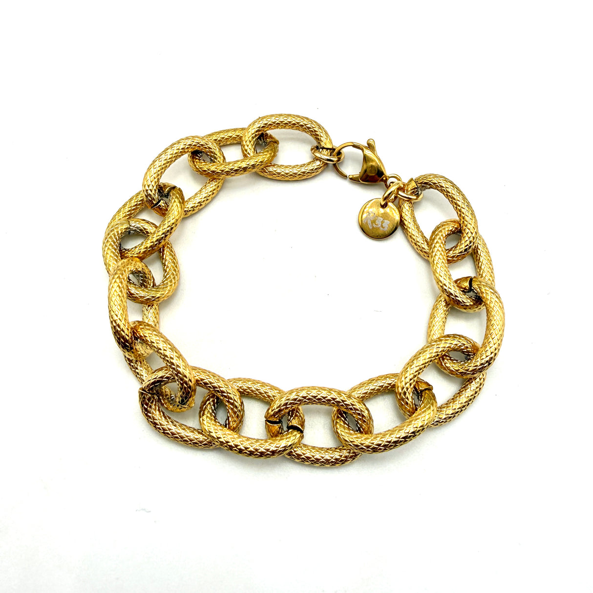 Bracciale Rolò martellato dorato in acciaio inossidabile