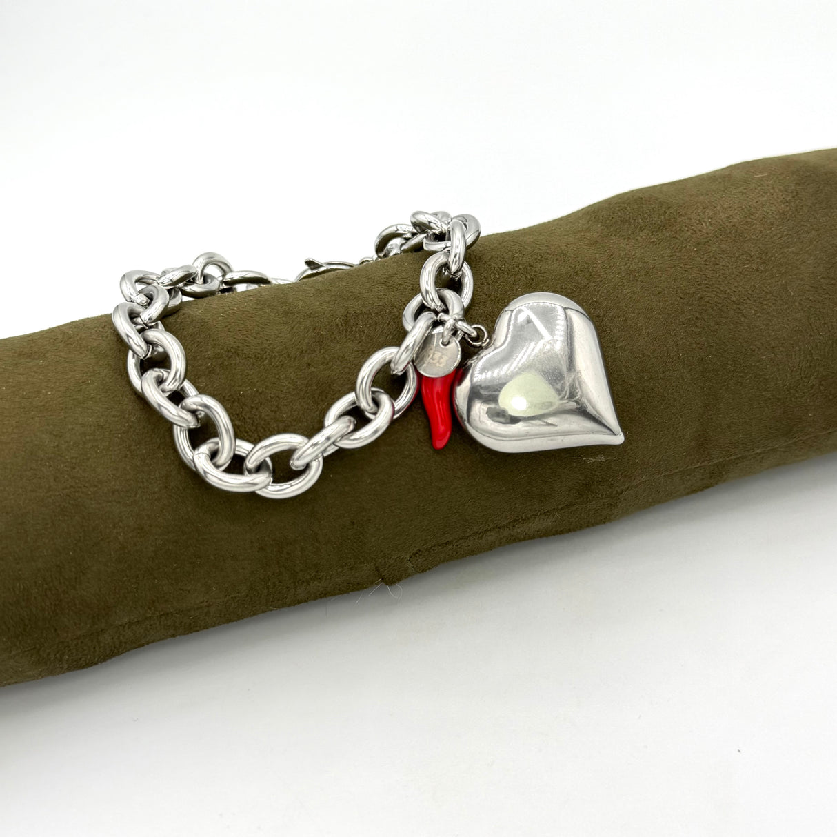 Bracciale maglia rolò e Cuore Acciaio Big