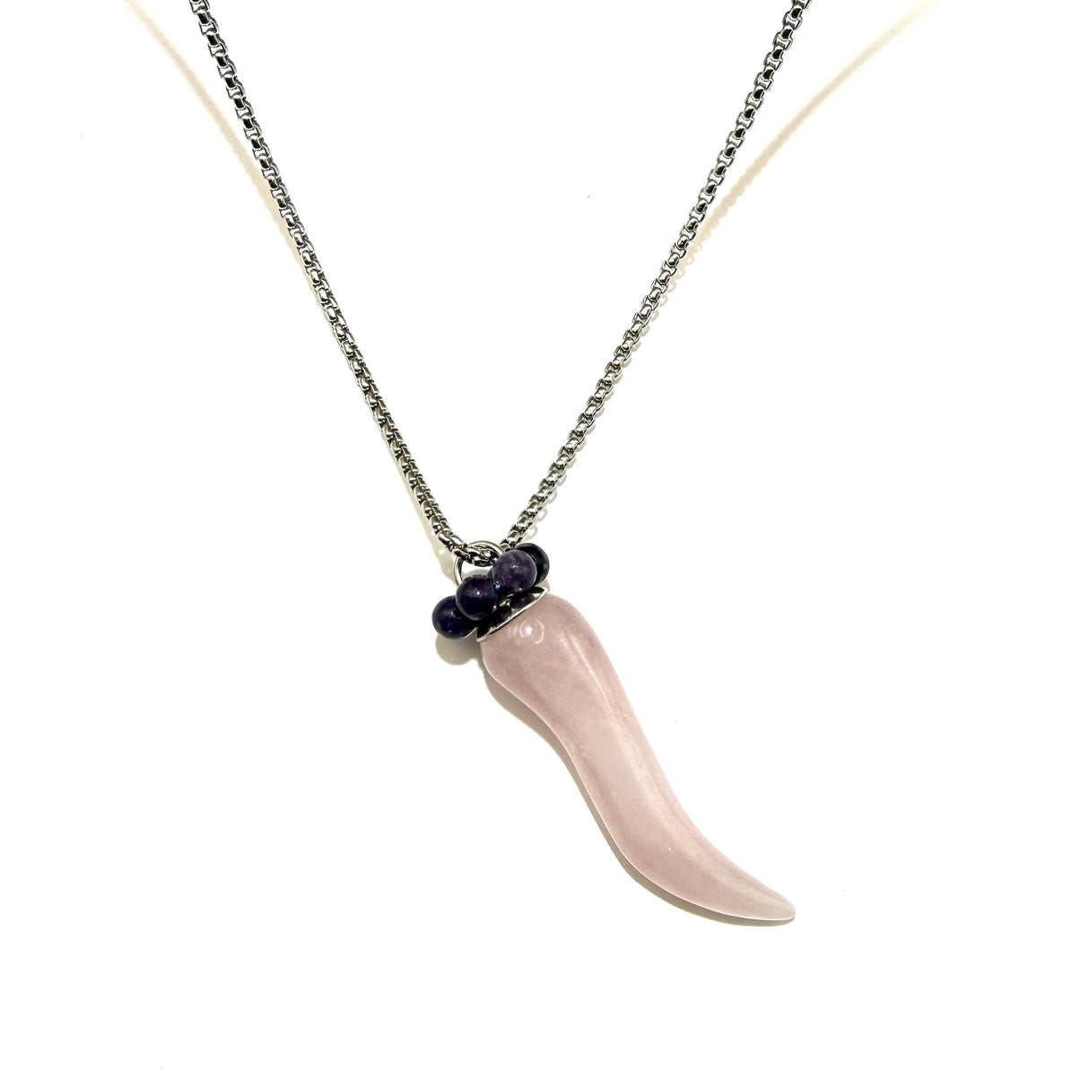 Collana Lucky Corno Quarzo Rosa