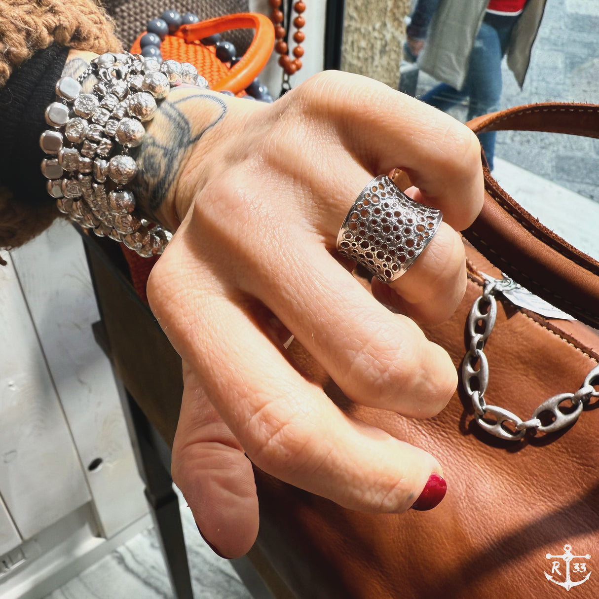 Anello Fascia Etrusca traforata Argento925