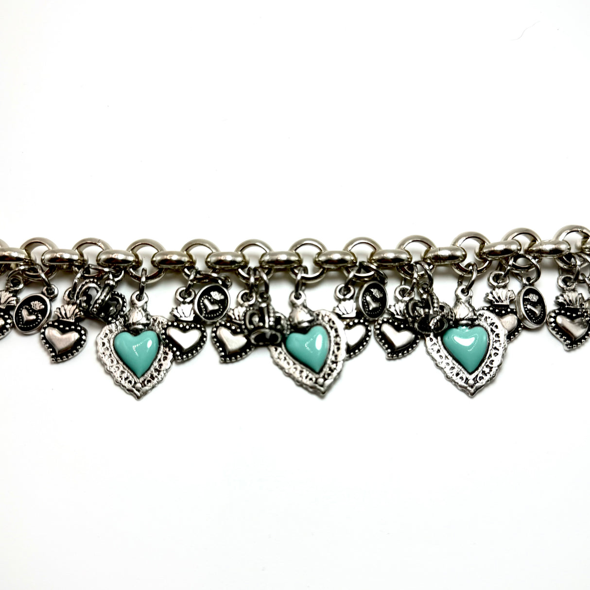 BRACCIALE LUCKY CUORE SACRO VERDE ACQUA 3 CUORI