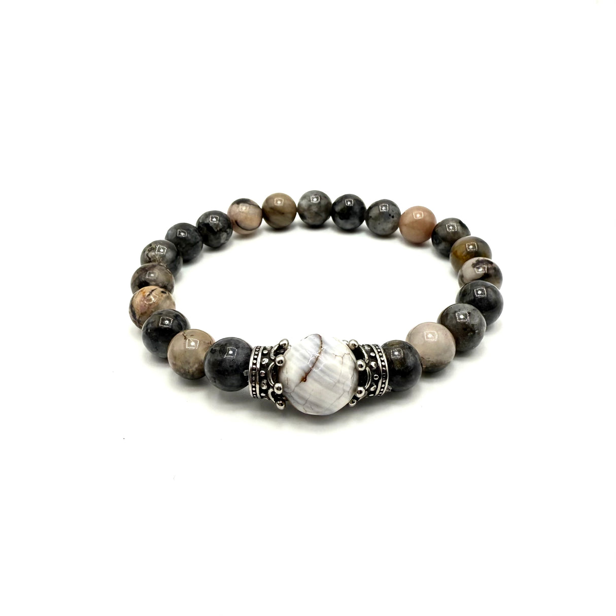 Bracciale Pietre Tormalina grigia e Corone